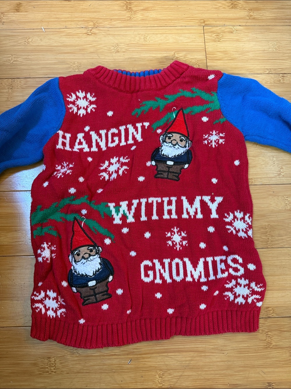 Kids 5 Red Gnome Holiday sweater
